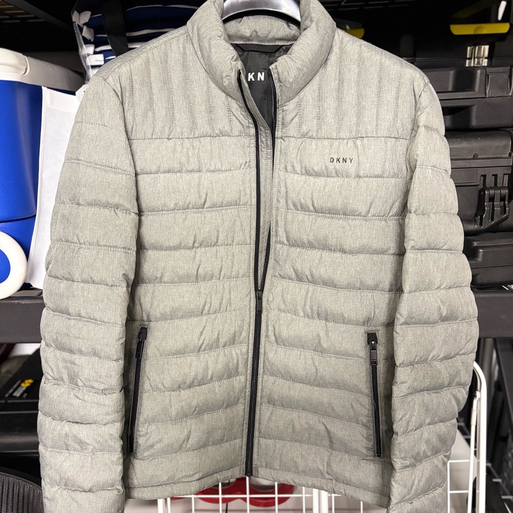 DKNY Men's Light Gray Puffer Jacket